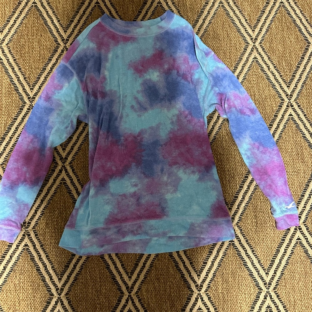 Blue, Purple, & Magenta Hollister Galaxy Tie-Dyed Sweater